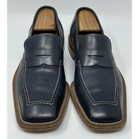 Bruno Magli Navy Blue Leather Penny Loafers main image 10